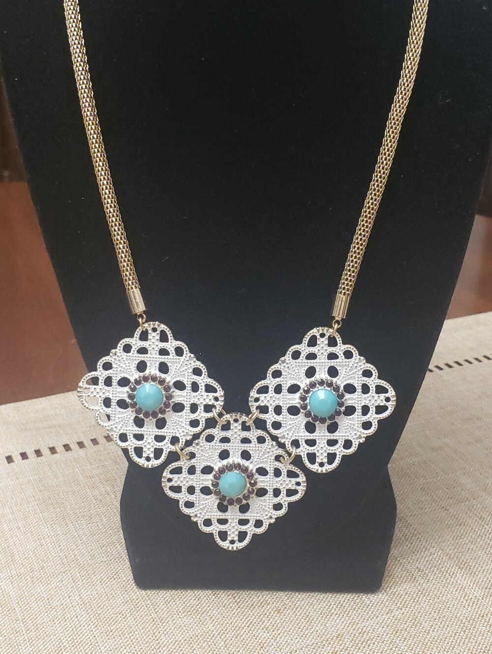 Dramatic BOHO Style Goldtone Statement Necklace